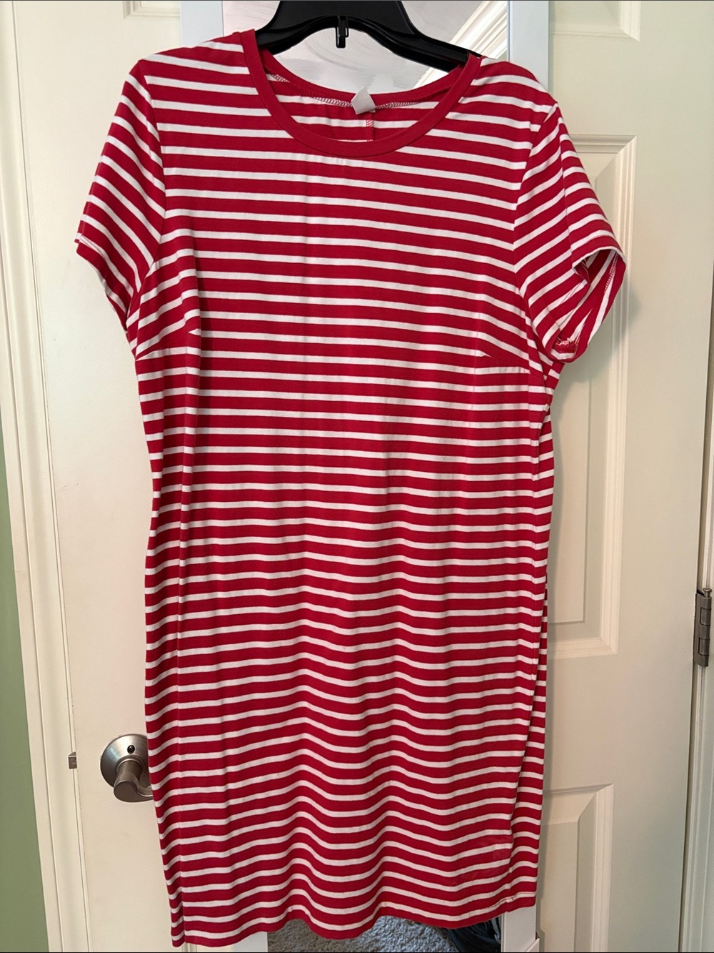 Old Navy Red and White Striped Midi Dress